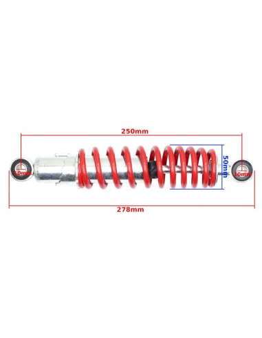 Część do quada 110 125 - amortyzator przód czerwony całkowita długość 278 mm